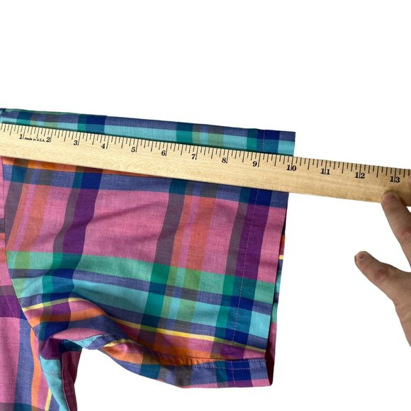 Vintage Single Needle Tailoring Shirt Mens Large Pink Plaid Button Front - Picture 10 of 11